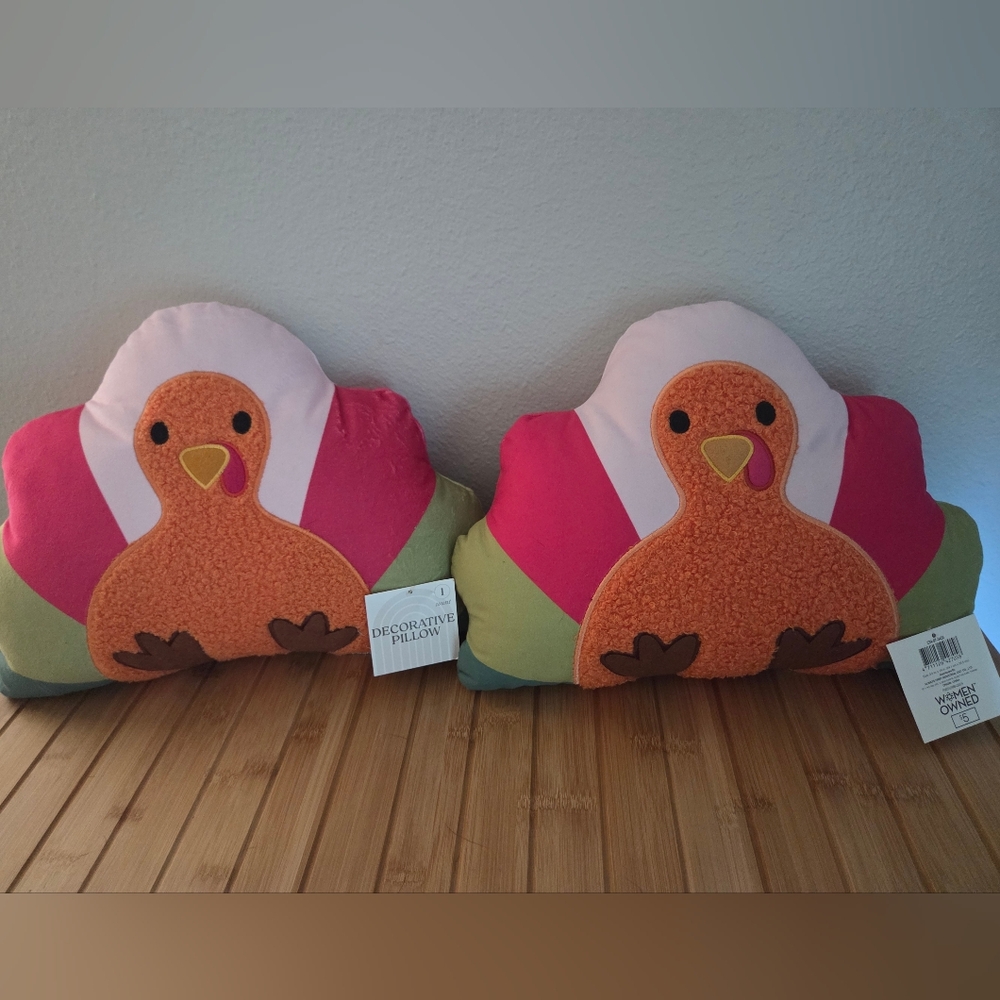 Set Of 2 Turkey Pillows Fall 2024 Target Collection Pastel Thanksgiving NWT
